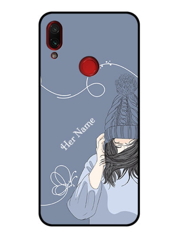 Custom Xiaomi Redmi Note 7S Custom Glass Mobile Case - Girl in winter outfit Design