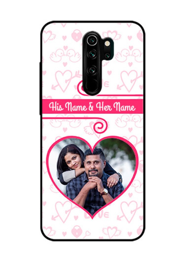 Redmi Note 8 Pro Personalized Glass Phone Case  - Heart Shape Love Design