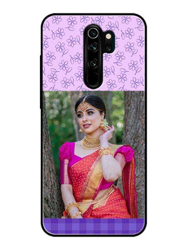 Custom Redmi Note 8 Pro Custom Glass Phone Case  - Purple Floral Design