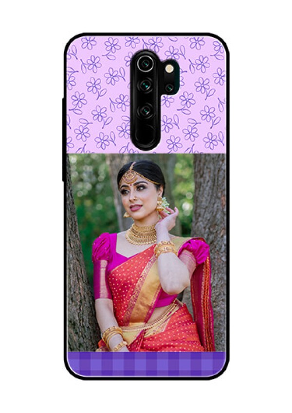 Redmi Note 8 Pro Custom Glass Phone Case  - Purple Floral Design