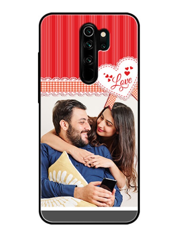 Custom Redmi Note 8 Pro Custom Glass Mobile Case  - Red Love Pattern Design