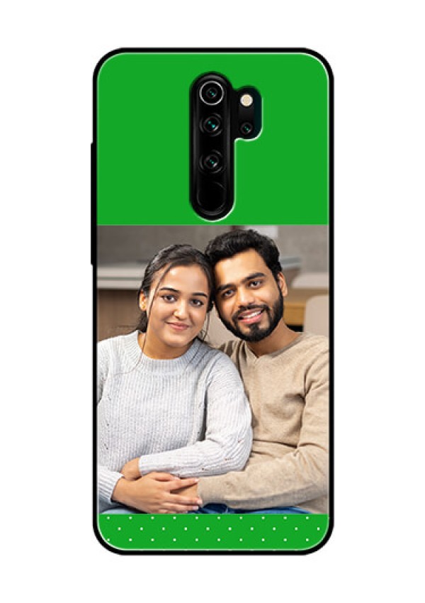 Redmi Note 8 Pro Personalized Glass Phone Case  - Green Pattern Design