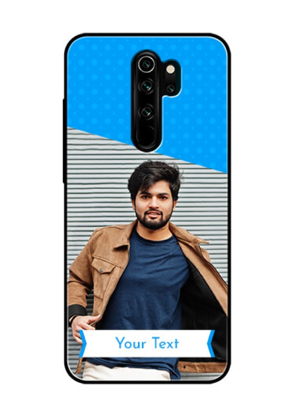 Redmi Note 8 Pro Photo Printing on Glass Case  - Simple Blue Color Design