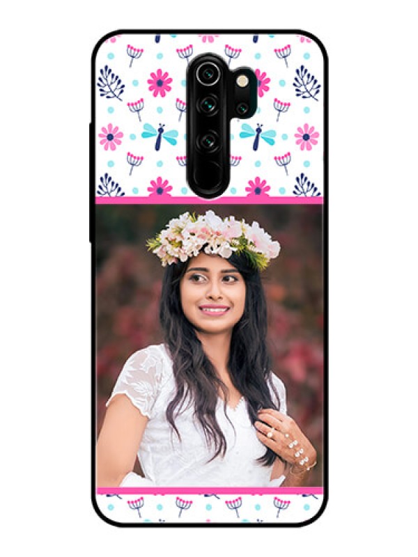 Custom Redmi Note 8 Pro Photo Printing on Glass Case  - Colorful Flower Design