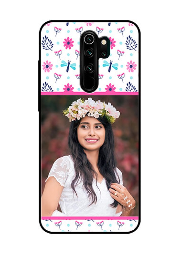Redmi Note 8 Pro Photo Printing on Glass Case  - Colorful Flower Design