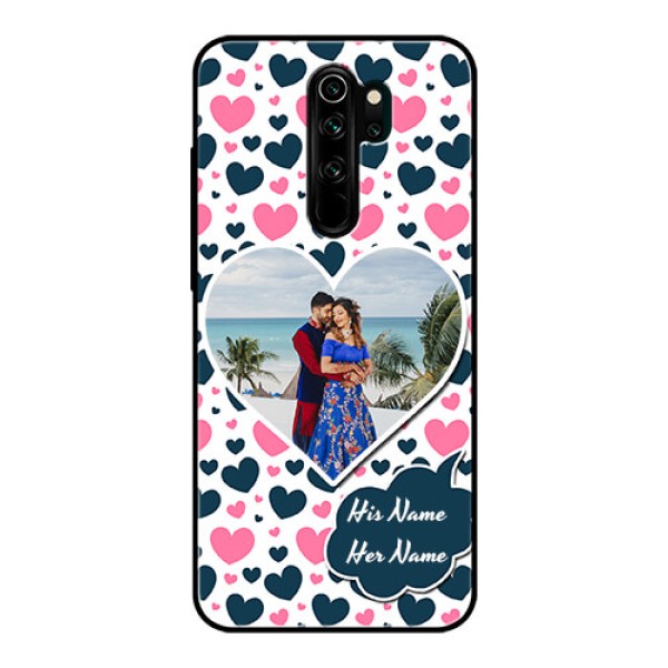 Redmi Note 8 Pro Custom Glass Phone Case  - Pink & Blue Heart Design