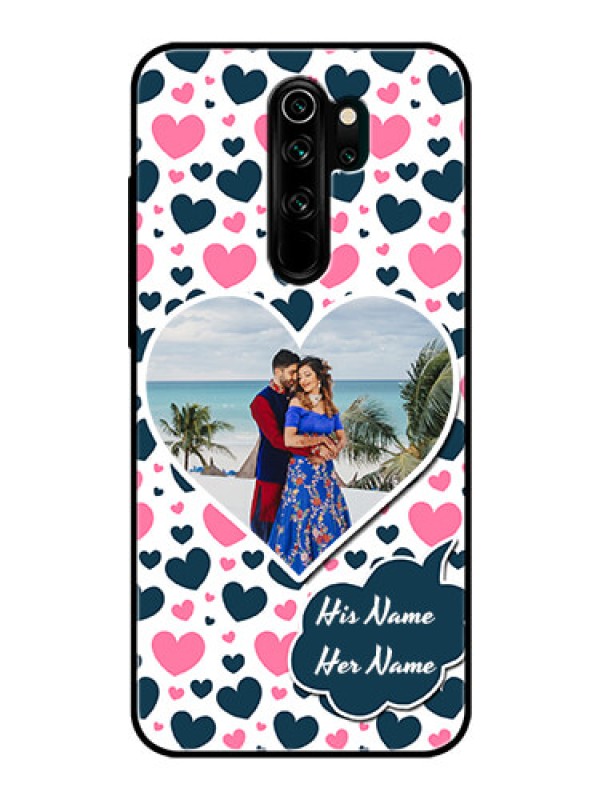Custom Redmi Note 8 Pro Custom Glass Phone Case  - Pink & Blue Heart Design