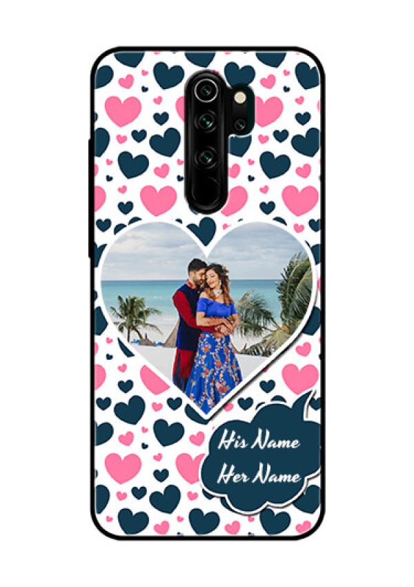 Redmi Note 8 Pro Custom Glass Phone Case  - Pink & Blue Heart Design
