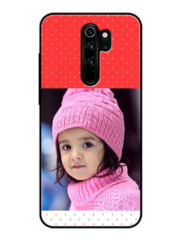 Custom Redmi Note 8 Pro Photo Printing on Glass Case  - Red Pattern Design