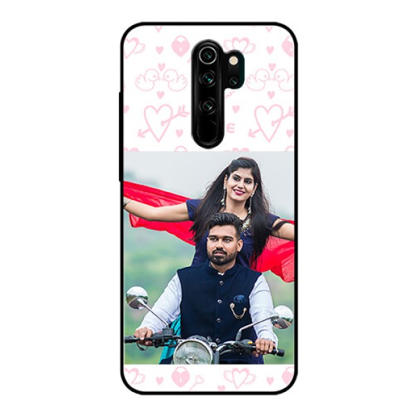 Redmi Note 8 Pro Custom Glass Mobile Case - Pink Flying Heart Design Redmi Note 8 Pro Custom Glass Mobile Case - Pink Flying Heart Design