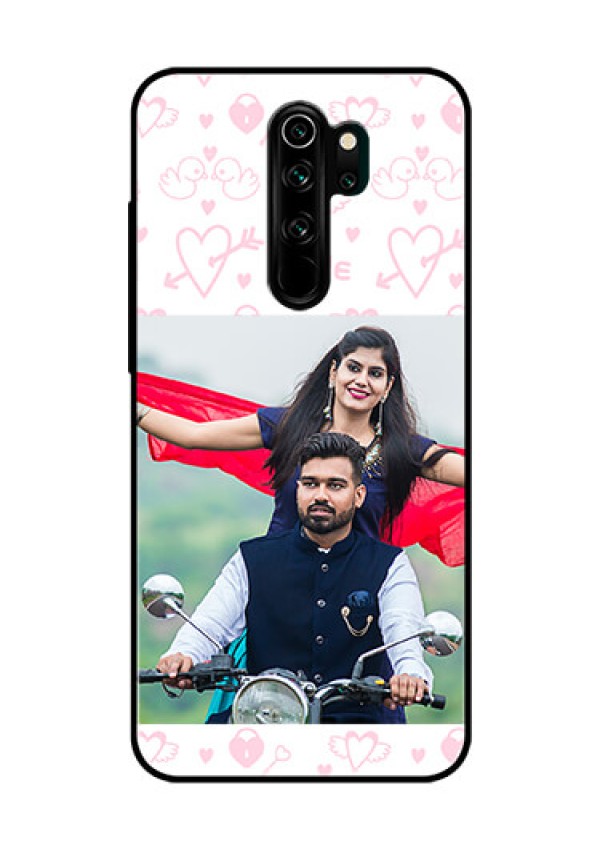 Redmi Note 8 Pro Custom Glass Mobile Case  - Pink Flying Heart Design