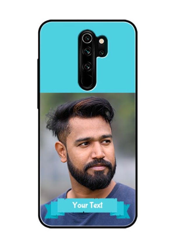 Redmi Note 8 Pro Personalized Glass Phone Case  - Simple Blue Color Design