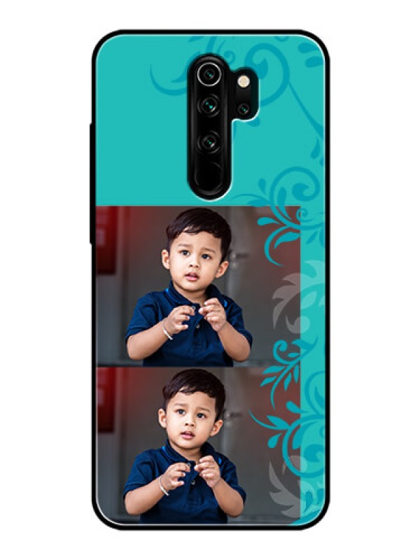 Custom Redmi Note 8 Pro Personalized Glass Phone Case  - with Photo and Green Floral Design 