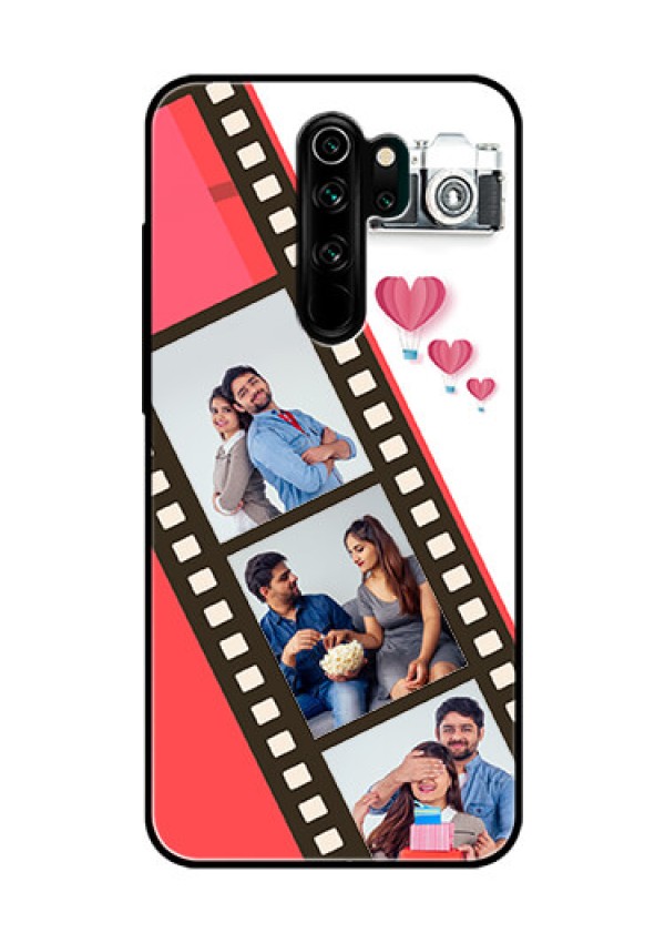 Redmi Note 8 Pro Personalized Glass Phone Case  - 3 Image Holder with Film Reel