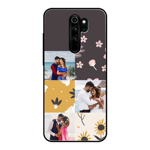 Redmi Note 8 Pro Photo Printing on Glass Case - 3 Images with Floral Design Redmi Note 8 Pro Photo Printing on Glass Case - 3 Images with Floral Design
