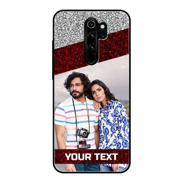 Redmi Note 8 Pro Personalized Glass Phone Case - Image Holder with Glitter Strip Design Redmi Note 8 Pro Personalized Glass Phone Case - Image Holder with Glitter Strip Design