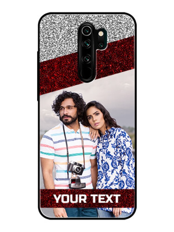 Custom Redmi Note 8 Pro Personalized Glass Phone Case  - Image Holder with Glitter Strip Design