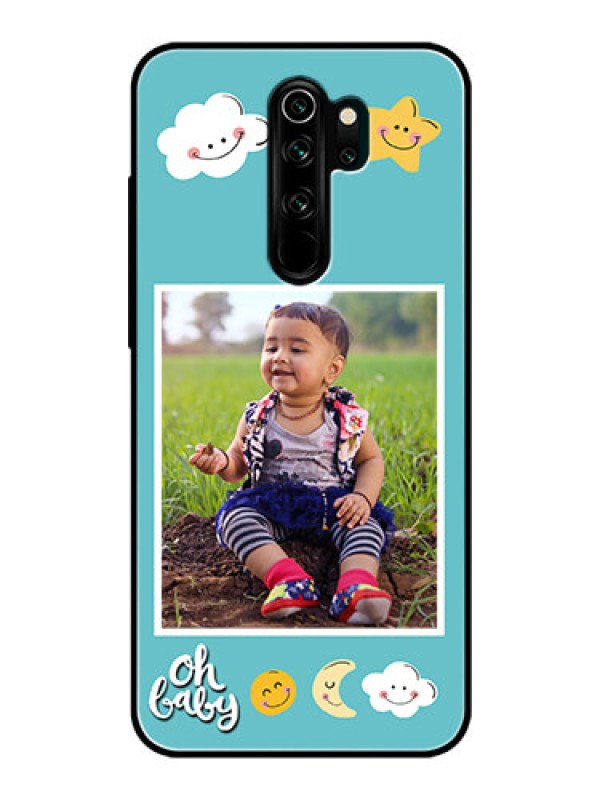Custom Redmi Note 8 Pro Personalized Glass Phone Case  - Smiley Kids Stars Design