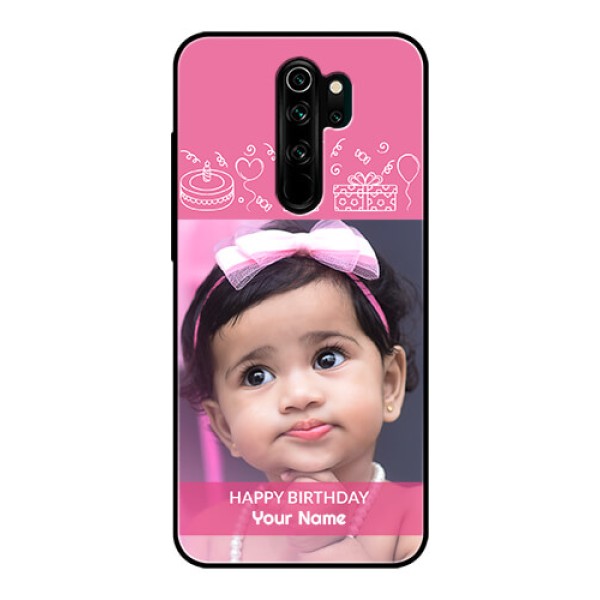Redmi Note 8 Pro Photo Printing on Glass Case - with Birthday Line Art Design Redmi Note 8 Pro Photo Printing on Glass Case - with Birthday Line Art Design