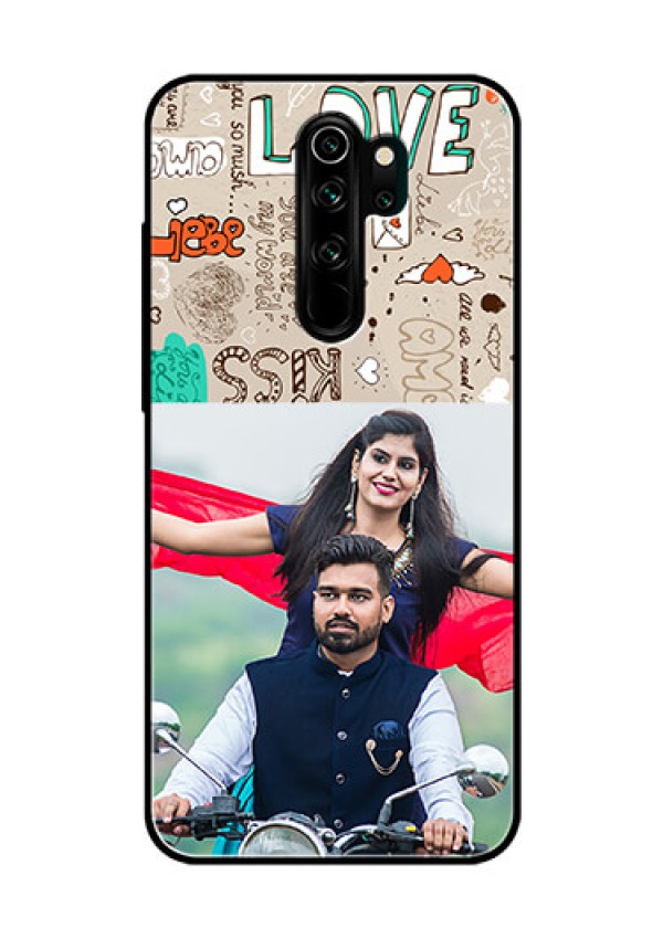 Redmi Note 8 Pro Custom Glass Phone Case  - Love Doodle Pattern 