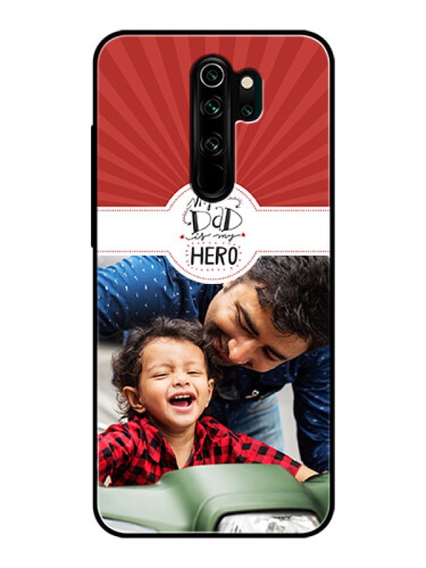 Custom Redmi Note 8 Pro Photo Printing on Glass Case  - My Dad Hero Design