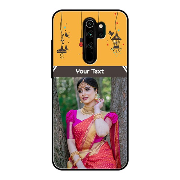 Redmi Note 8 Pro Custom Glass Mobile Case - with Family Picture and Icons Redmi Note 8 Pro Custom Glass Mobile Case - with Family Picture and Icons