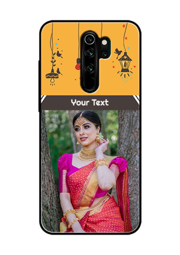 Redmi Note 8 Pro Custom Glass Mobile Case  - with Family Picture and Icons 