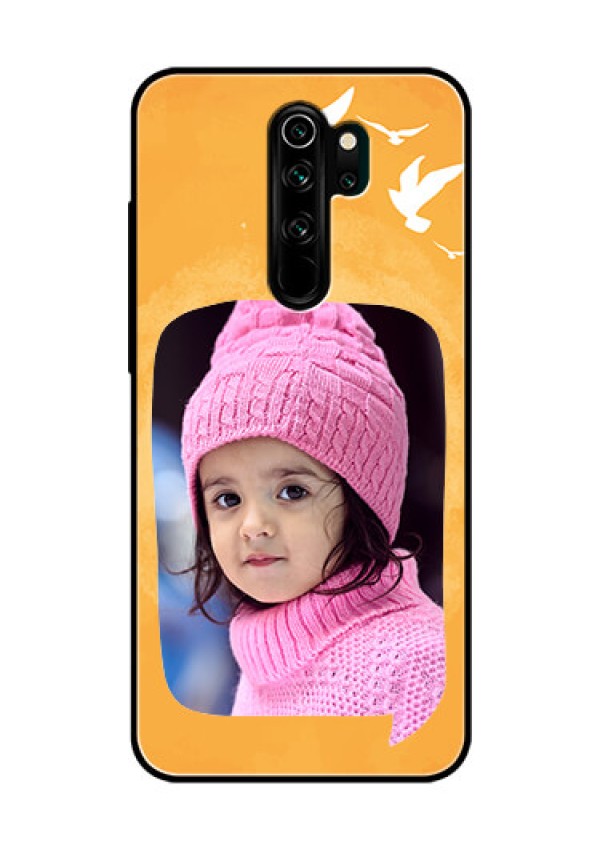 Redmi Note 8 Pro Personalized Glass Phone Case  - Water Color Design with Bird Icons