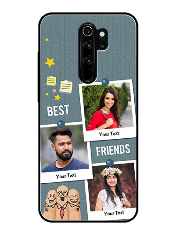 Custom Redmi Note 8 Pro Personalized Glass Phone Case  - Sticky Frames and Friendship Design