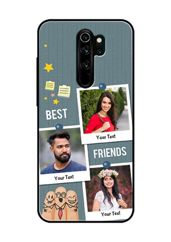 Redmi Note 8 Pro Personalized Glass Phone Case  - Sticky Frames and Friendship Design