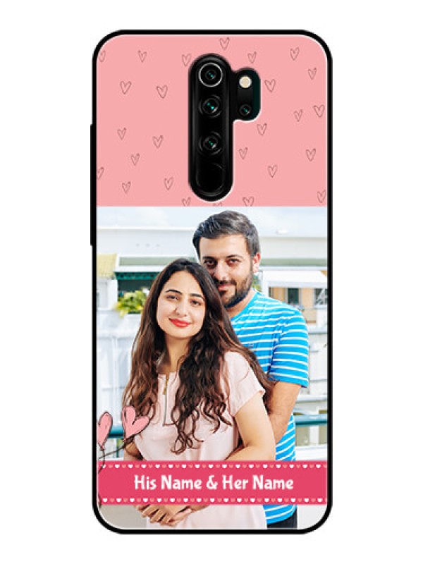 Custom Redmi Note 8 Pro Personalized Glass Phone Case  - Love Design Peach Color