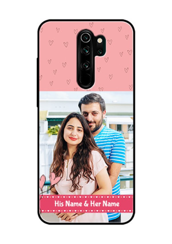 Redmi Note 8 Pro Personalized Glass Phone Case  - Love Design Peach Color