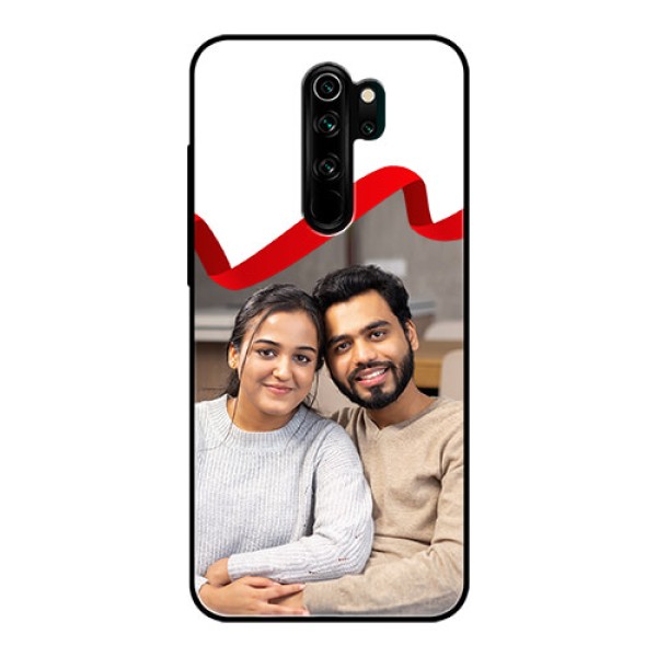 Redmi Note 8 Pro Photo Printing on Glass Case  - Red Ribbon Frame Design