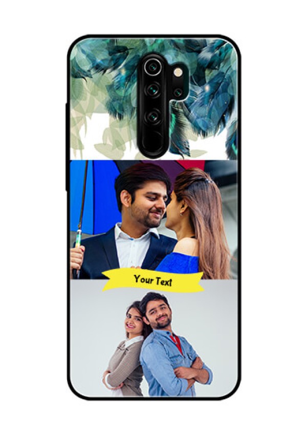 Redmi Note 8 Pro Personalized Glass Phone Case  - Image with Boho Peacock Feather Design