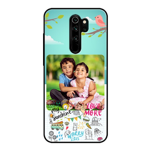 Redmi Note 8 Pro Photo Printing on Glass Case  - Doodle love Design