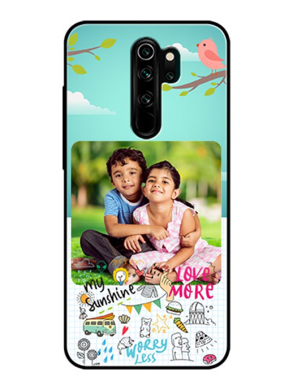 Custom Redmi Note 8 Pro Photo Printing on Glass Case  - Doodle love Design