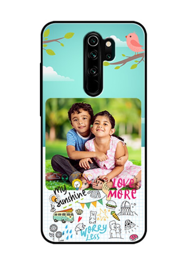 Redmi Note 8 Pro Photo Printing on Glass Case  - Doodle love Design