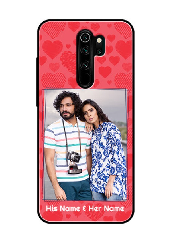 Redmi Note 8 Pro Photo Printing on Glass Case  - with Red Heart Symbols Design
