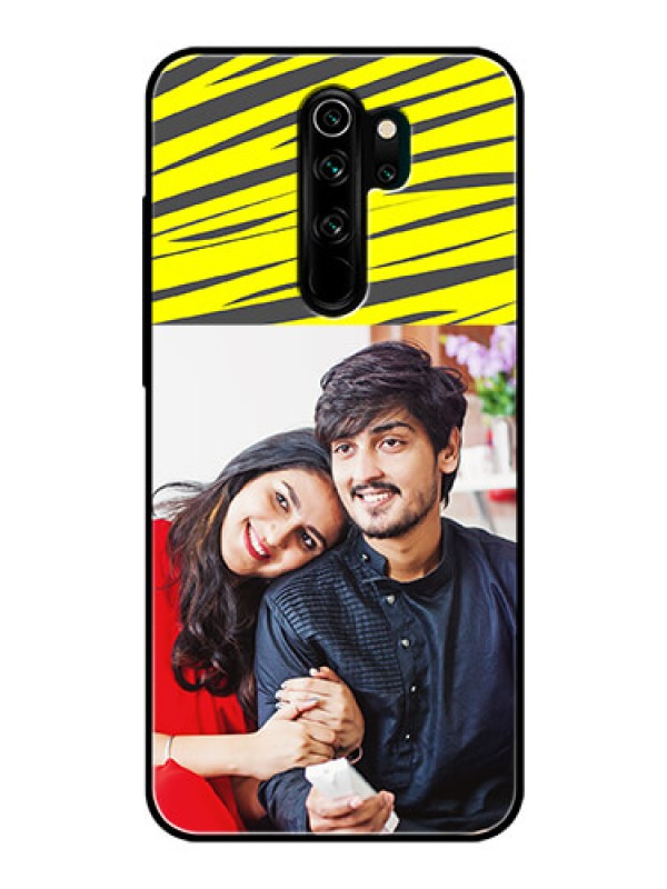 Custom Redmi Note 8 Pro Photo Printing on Glass Case  - Yellow Abstract Design