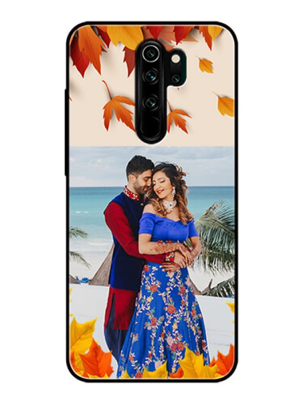 Custom Redmi Note 8 Pro Photo Printing on Glass Case  - Autumn Maple Leaves Design