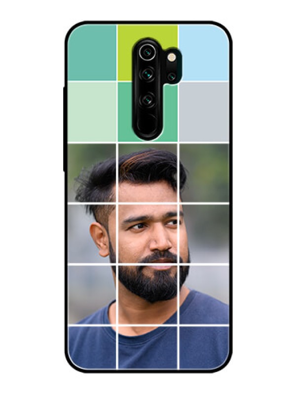 Custom Redmi Note 8 Pro Photo Printing on Glass Case  - with white box pattern 