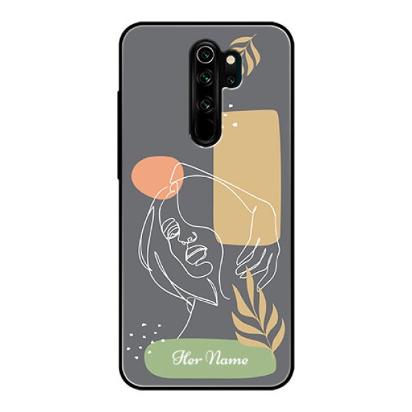 Xiaomi Redmi Note 8 Pro Custom Glass Phone Case - Gazing Woman line art Design Xiaomi Redmi Note 8 Pro Custom Glass Phone Case - Gazing Woman line art Design