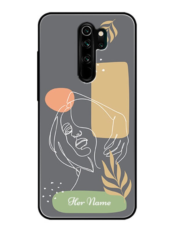 Custom Xiaomi Redmi Note 8 Pro Custom Glass Phone Case - Gazing Woman line art Design