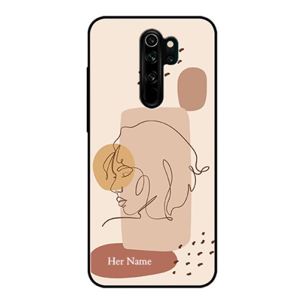 Xiaomi Redmi Note 8 Pro Photo Printing on Glass Case - Calm Woman line art Design