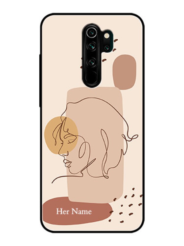 Custom Xiaomi Redmi Note 8 Pro Photo Printing on Glass Case - Calm Woman line art Design