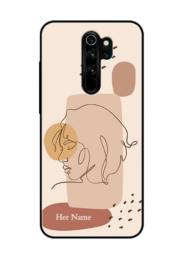 Xiaomi Redmi Note 8 Pro Photo Printing on Glass Case - Calm Woman line art Design