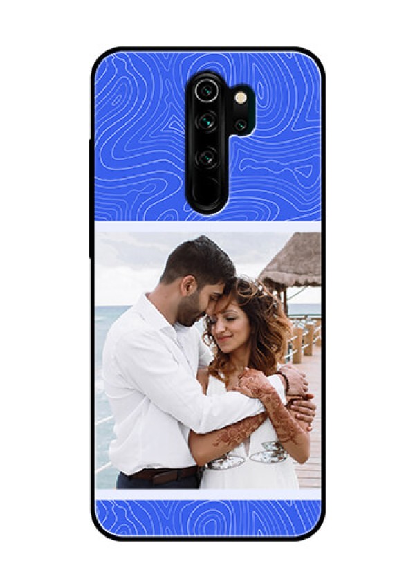 Xiaomi Redmi Note 8 Pro Custom Glass Mobile Case - Curved line art with blue and white Design
