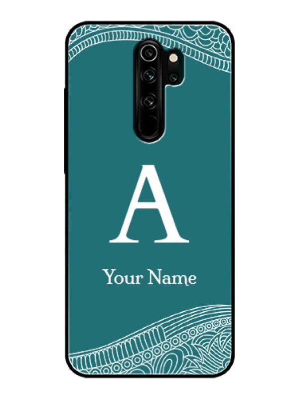Custom Xiaomi Redmi Note 8 Pro Personalized Glass Phone Case - line art pattern with custom name Design