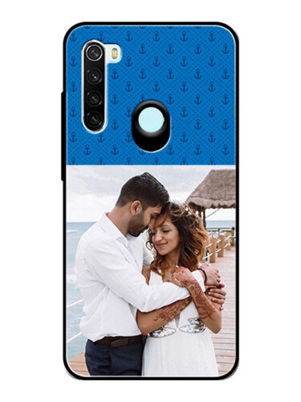 Custom Redmi Note 8 Photo Printing on Glass Case  - Blue Anchors Design