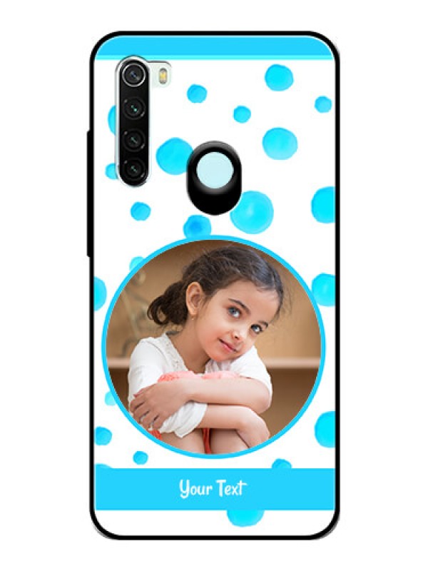 Custom Redmi Note 8 Photo Printing on Glass Case  - Blue Bubbles Pattern Design